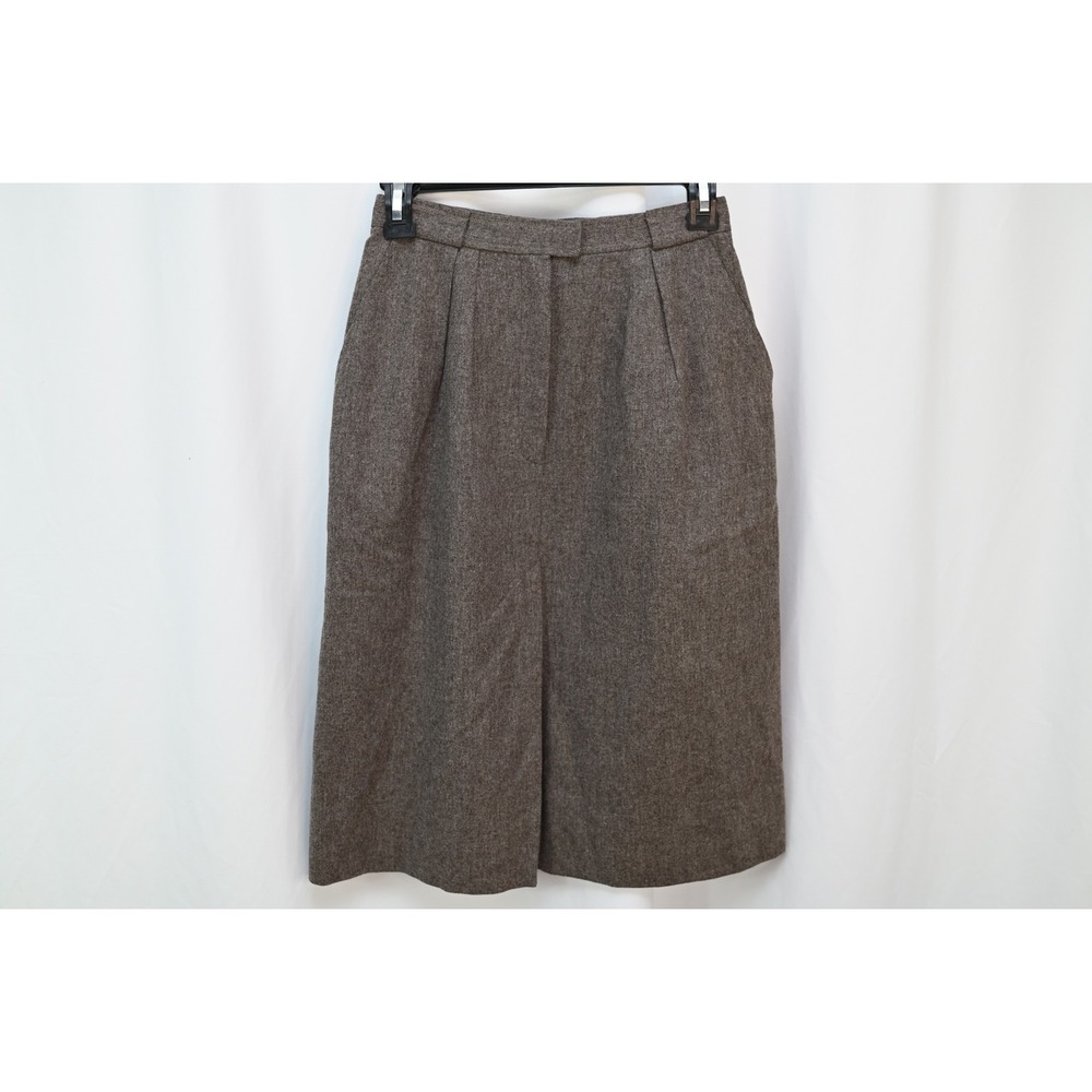 Jerry Feder for J Vintage Gray 100% Wool Pleated Midi Skirt Pockets Size 6